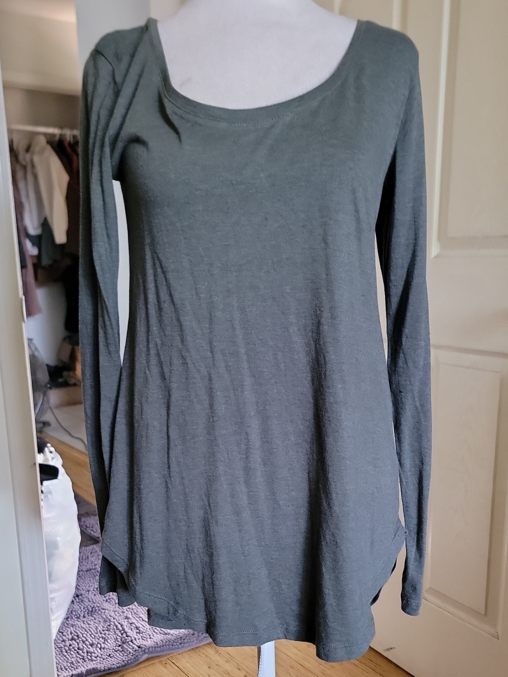 bp Olive Green Long Sleeve Scoop Neck Top
